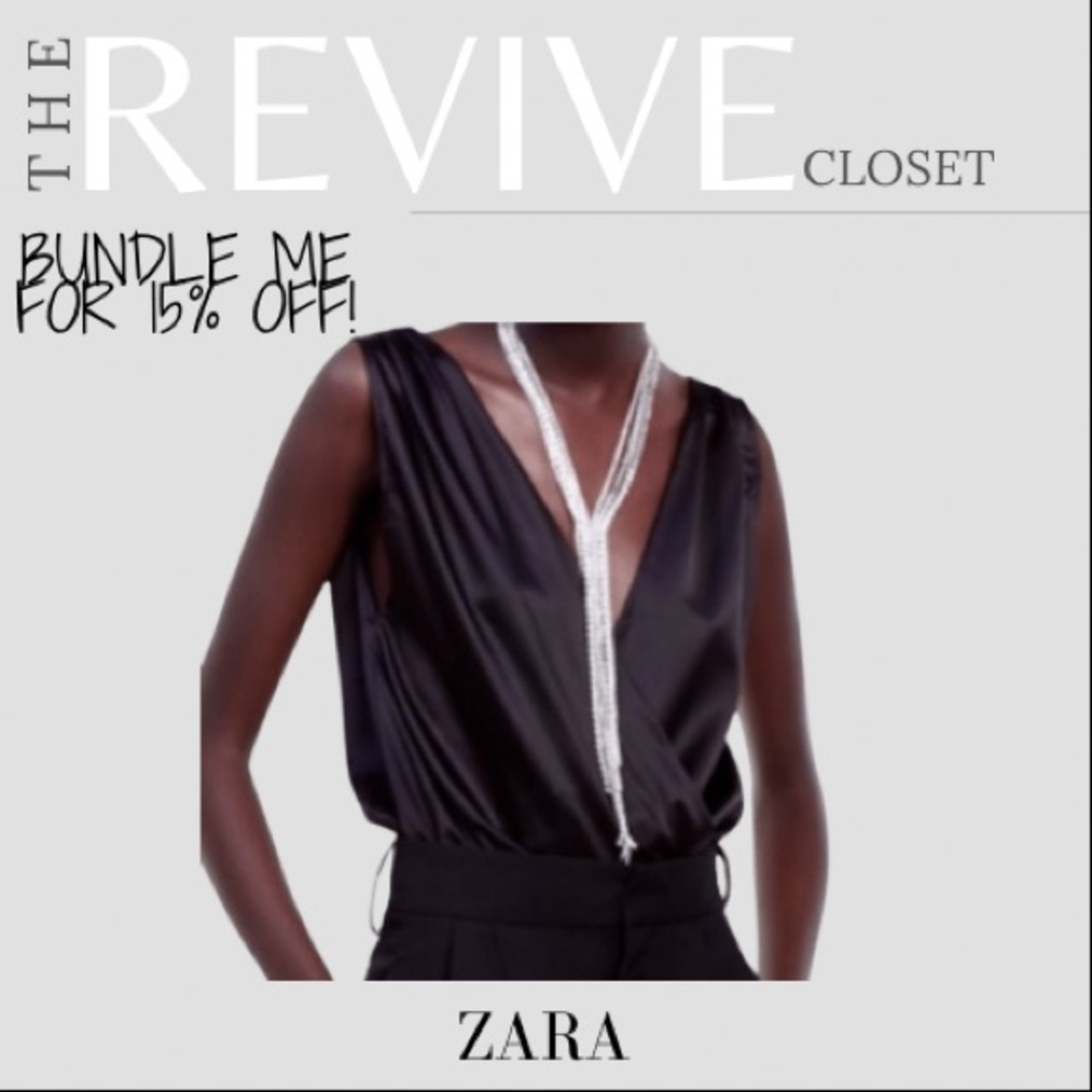 ZARA | SATIN BODYSUIT BLACK | SMALL